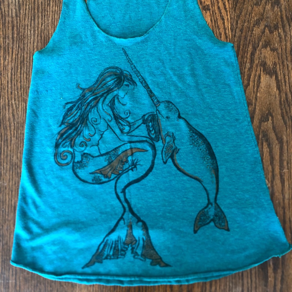 Mermaid and narwhal printed tank